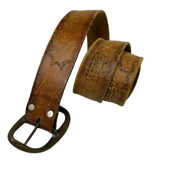 Rare Vintage Levis Stamped Logo Leather Thrashed Tattered Heavy Patina 1970s HTF - Picture 15 of 16